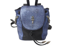 Load image into Gallery viewer, CHROME HEARTS クロムハーツ IGGY MINI イギー ミニ ダガー付き バックパック レザー シルバー925 ブルー 美品 中古 4c071820