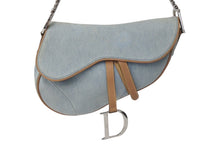Load image into Gallery viewer, Christian Dior クリスチャンディオール サドルバッグ ワンショルダーバッグ デニム レザー インディゴブルー 良品 中古 4c071830