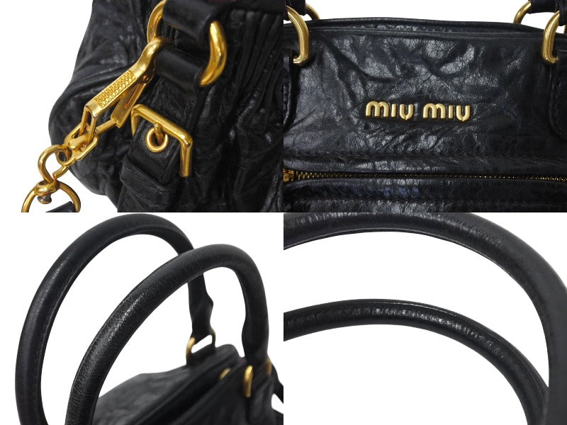 MIUMIU ミュウミュウ レザー 2WAY ハンドバッグ ブラック RR1424