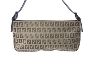 FENDI フェンディ ハンドバッグ ズッキーノ柄 8BR042 ジャガードレザー ベージュ ブラック金具 美品 中古 4c071849 