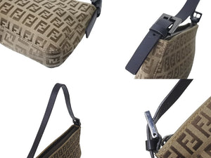 FENDI フェンディ ハンドバッグ ズッキーノ柄 8BR042 ジャガードレザー ベージュ ブラック金具 美品 中古 4c071849 
