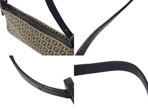 FENDI フェンディ ハンドバッグ ズッキーノ柄 8BR042 ジャガードレザー ベージュ ブラック金具 美品 中古 4c071849 