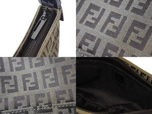 FENDI フェンディ ハンドバッグ ズッキーノ柄 8BR042 ジャガードレザー ベージュ ブラック金具 美品 中古 4c071849 