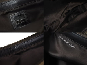 FENDI フェンディ ハンドバッグ ズッキーノ柄 8BR042 ジャガードレザー ベージュ ブラック金具 美品 中古 4c071849 