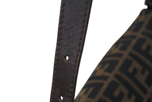 FENDI フェンディ マンマバケット ワンショルダーバッグ ズッカ柄 コットンキャンバス レザー シルバー金具 ブラウン 美品 中古 4c071854 