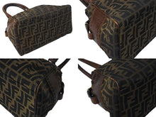 画像をギャラリービューアに読み込む, FENDI フェンディ ズッカ柄 エトニコ マンマバケット ハンドバッグ ブラウン キャンバス レザー 美品 中古 4c071859 