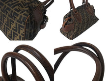 画像をギャラリービューアに読み込む, FENDI フェンディ ズッカ柄 エトニコ マンマバケット ハンドバッグ ブラウン キャンバス レザー 美品 中古 4c071859 