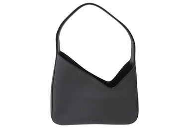 PRADA プラダ ホーボーバッグ ワンショルダーバッグ ロゴ型押し ヴィンテージイタリア製レザー グレーブラック 美品 中古 4c071874 