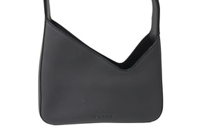 PRADA プラダ ホーボーバッグ ワンショルダーバッグ ロゴ型押し ヴィンテージイタリア製レザー グレーブラック 美品 中古 4c071874 