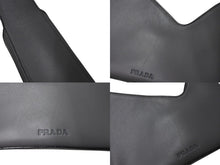 画像をギャラリービューアに読み込む, PRADA プラダ ホーボーバッグ ワンショルダーバッグ ロゴ型押し ヴィンテージイタリア製レザー グレーブラック 美品 中古 4c071874 