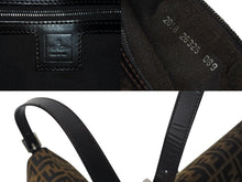 画像をギャラリービューアに読み込む, FENDI フェンディ ズッカ柄 マンマバケット ワンショルダーバッグ ブラウンロゴ コットンキャンバス レザー 美品 中古 4c071881 