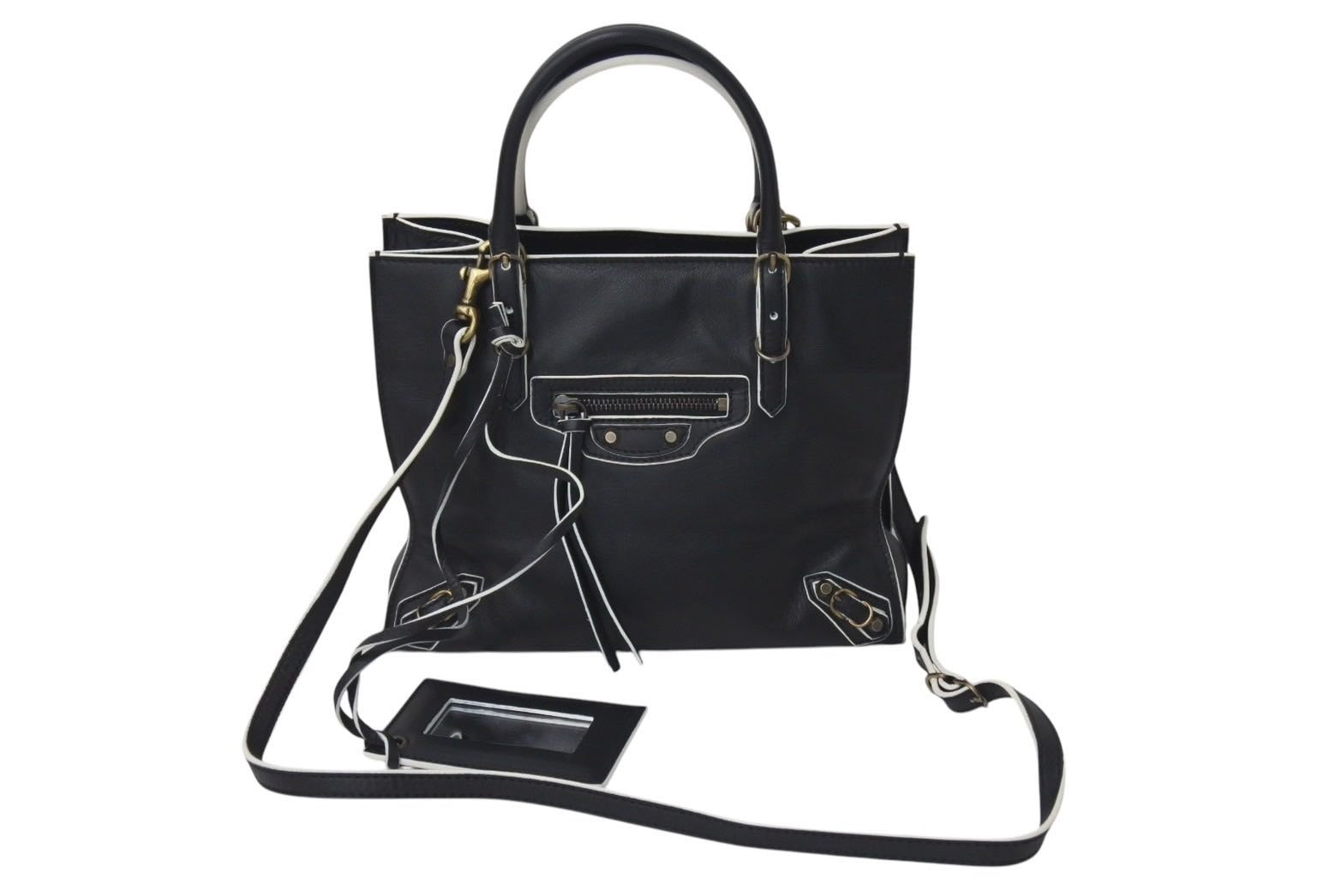 BALENCIAGA バレンシアガ ミニ ペーパー 2WAY ハンドバッグ ブラック 