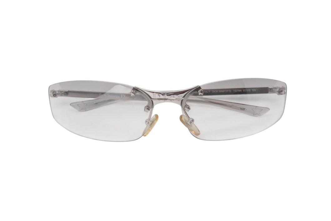 Christian Dior クリスチャンディオール DIOR MINPOP/N メガネ アイウェア リムレス メタル 65□15 120 シルバー 美品 中古 4c071906