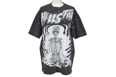 新品未使用品 Hellstar studious ヘルスター sleeve tee tシャツ コットン グレー ホワイト プリント サイズS 4b09622