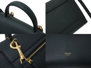 極美品 CELINE セリーヌ ベルトバッグ マイクロ 2WAYバッグ 189003ZVA.31AN グレインドカーフスキン グリーン 中古 4c071930