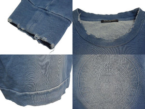 極美品 BALMAIN バルマン パテッド デニム スウェット ブルゾン JAPAN製 コットン ブルー サイズS 中古 4c071932
