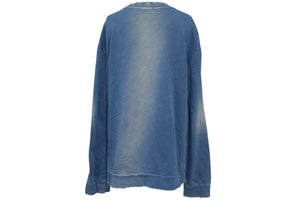 極美品 BALMAIN バルマン パテッド デニム スウェット ブルゾン JAPAN製 コットン ブルー サイズS 中古 4c071932