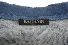 Load image into Gallery viewer, 極美品 BALMAIN バルマン パテッド デニム スウェット ブルゾン JAPAN製 コットン ブルー サイズS 中古 4c071932