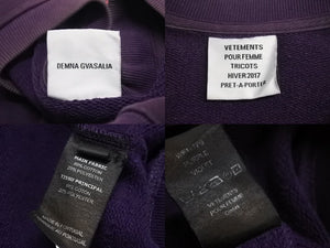 VETEMENTS ヴェトモン 17AW 刺繍スウェット パーカー プリント コットン パープル WF17TP9 良品 4c071935