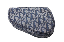 Load image into Gallery viewer, 新品同様 Christian Dior クリスチャンディオール サドルミニポーチ トロッター MC1928 ネイビー キャンバス レザー 中古 4c071973