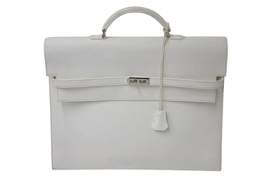 HERMES エルメス KELLY DEPECHES 38 ケリーデペッシュ38 ビジネスバッグ □J刻印 エプソン ホワイト シルバー金具 美品 中古 4c071988