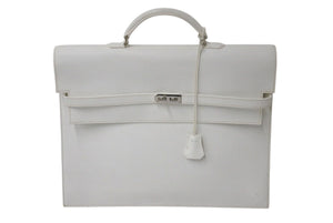 HERMES エルメス KELLY DEPECHES 38 ケリーデペッシュ38 ビジネスバッグ □J刻印 エプソン ホワイト シルバー金具 美品 中古 4c071988