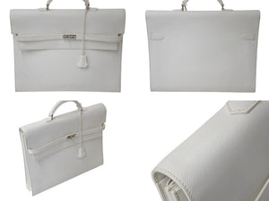 HERMES エルメス KELLY DEPECHES 38 ケリーデペッシュ38 ビジネスバッグ □J刻印 エプソン ホワイト シルバー金具 美品 中古 4c071988
