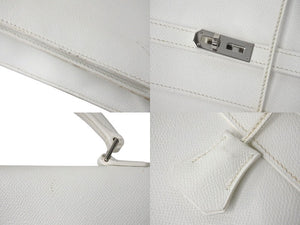 HERMES エルメス KELLY DEPECHES 38 ケリーデペッシュ38 ビジネスバッグ □J刻印 エプソン ホワイト シルバー金具 美品 中古 4c071988