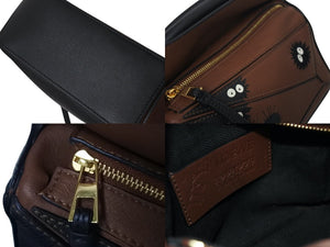 極美品 LOEWE ロエベ × スタジオジブリ ススワタリ ミニ パズル 2WAY ハンドバッグ 千と千尋の神隠し マックロクロスケ ブラウン カーフスキン 中古 4c072411