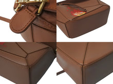 Load image into Gallery viewer, 極美品 LOEWE ロエベ × スタジオジブリ カルシファー ミニ パズル 2WAY ハンドバッグ ハウルの動く城 A510U95X63 ブラウン カーフスキン ショルダーバッグ 中古 4c072412