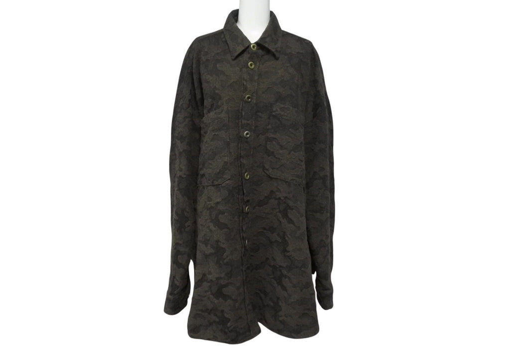 FAITH CONNEXION フェイスコネクション ウールオーバーサイズカモロングシャツ 迷彩 サンプル 美品 中古 4c072413