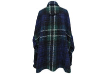 Load image into Gallery viewer, FAITH CONNEXION フェイスコネクション ウールオーバーサイズチェックロングシャツ X1819T00010 ネイビー グリーン Mサイズ 美品 中古 4c072414