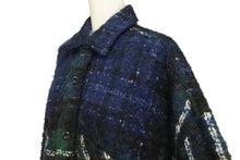 Load image into Gallery viewer, FAITH CONNEXION フェイスコネクション ウールオーバーサイズチェックロングシャツ X1819T00010 ネイビー グリーン Mサイズ 美品 中古 4c072414