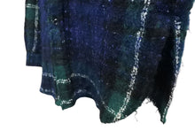 Load image into Gallery viewer, FAITH CONNEXION フェイスコネクション ウールオーバーサイズチェックロングシャツ X1819T00010 ネイビー グリーン Mサイズ 美品 中古 4c072414