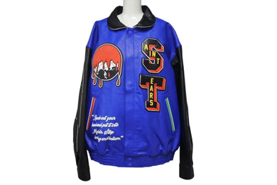 極美品 SAINT MICHAEL セントマイケル デニムティアーズ デニムティアーズ HOLY GRAIL VARSITY Jacket ジャケット スタジャン XL 中古 4c072466 