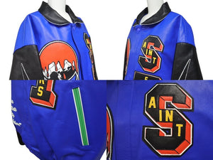 極美品 SAINT MICHAEL セントマイケル デニムティアーズ デニムティアーズ HOLY GRAIL VARSITY Jacket ジャケット スタジャン XL 中古 4c072466 