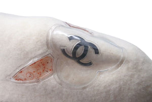 極美品 CHANEL シャネル ココマーク カメリア ベレー帽 帽子 フラット型 スリッポンスタイル ウール アイボリーホワイト 中古 4c072474