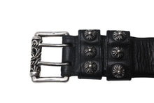 Load image into Gallery viewer, CHROME HEARTS クロムハーツ ダブルピン ローラーベルト サイズ40 クロスボール ブラック レザー シルバー925 美品 中古 4c072475
