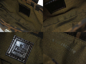 FENDI フェンディ ズッカ ミニポーチ ワンショルダーバッグ型 イタリア製キャンバス レザー ブラウン シルバー金具 美品 中古 4c072492 