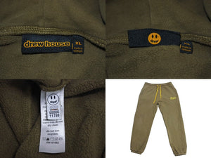 drew house ドリューハウス secret シークレット セットアップ パーカー パンツ カーキ イエロー ブラック サイズXL/M美品 中古 4c072548