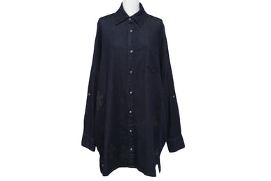 CHROME HEARTS クロムハーツ Mahal Kita デニム 長袖シャツ インディゴ クロスパッチ マハルキタ シルバー金具 サイズS 美品 中古 4c072580