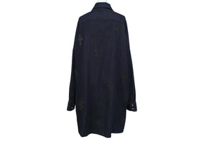 CHROME HEARTS クロムハーツ Mahal Kita デニム 長袖シャツ インディゴ クロスパッチ マハルキタ シルバー金具 サイズS 美品 中古 4c072580