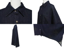 Load image into Gallery viewer, CHROME HEARTS クロムハーツ Mahal Kita デニム 長袖シャツ インディゴ クロスパッチ マハルキタ シルバー金具 サイズS 美品 中古 4c072580