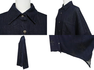 CHROME HEARTS クロムハーツ Mahal Kita デニム 長袖シャツ インディゴ クロスパッチ マハルキタ シルバー金具 サイズS 美品 中古 4c072580