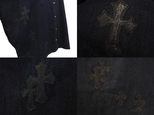 CHROME HEARTS クロムハーツ Mahal Kita デニム 長袖シャツ インディゴ クロスパッチ マハルキタ シルバー金具 サイズS 美品 中古 4c072580