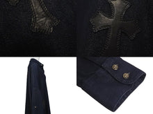 Load image into Gallery viewer, CHROME HEARTS クロムハーツ Mahal Kita デニム 長袖シャツ インディゴ クロスパッチ マハルキタ シルバー金具 サイズS 美品 中古 4c072580