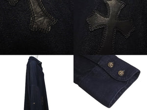 CHROME HEARTS クロムハーツ Mahal Kita デニム 長袖シャツ インディゴ クロスパッチ マハルキタ シルバー金具 サイズS 美品 中古 4c072580