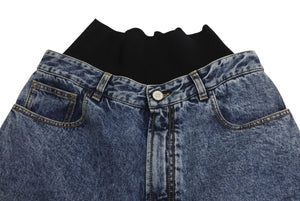 新品未使用 Alaia アライア Wide Leg Denim Jeans With Stretch Knit Waistband デニムパンツ ジーパン AA9P01556T 中古 4c072581