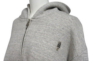 CHROME HEARTS クロムハーツ ジップアップ パーカー ダガー クロスパッチ サイズM グレー 美品 中古 4c072583