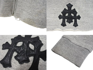 CHROME HEARTS クロムハーツ ジップアップ パーカー ダガー クロスパッチ サイズM グレー 美品 中古 4c072583